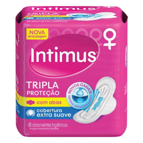 Absorvente Intimus Gel Tripla Proteção Com Abas - Cobertura Suave - 8 Unidades