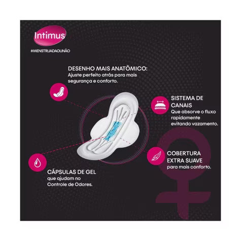 Absorvente Intimus Gel Tripla Proteção Sem Abas - Cobertura Suave - 8 Unidades