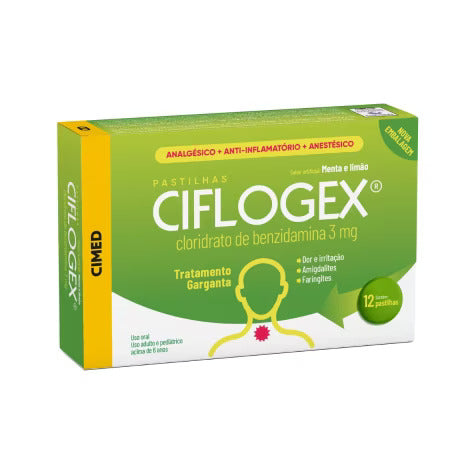 Ciflogex Menta & Limão - 12 Unidades - Pastilha