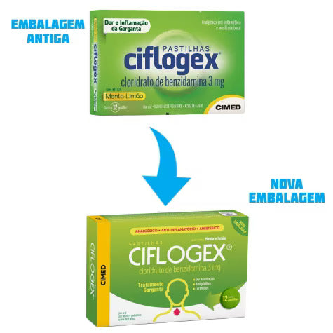 Ciflogex Menta & Limão - 12 Unidades - Pastilha