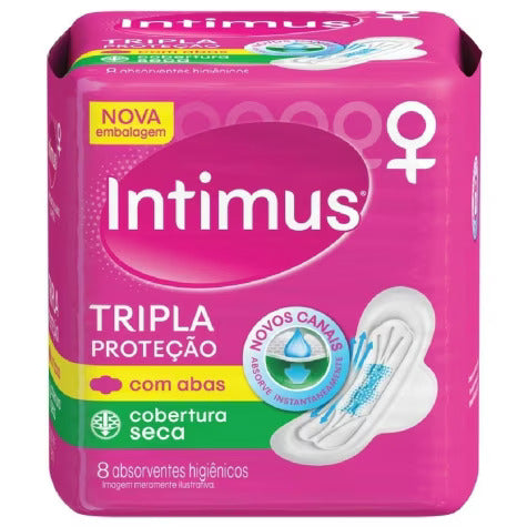 Absorvente Intimus Gel Tripla Proteção Com Abas - Cobertura Seca - 8 Unidades
