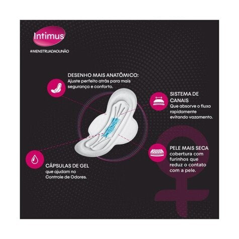 Absorvente Intimus Gel Tripla Proteção Com Abas - Cobertura Seca - 8 Unidades
