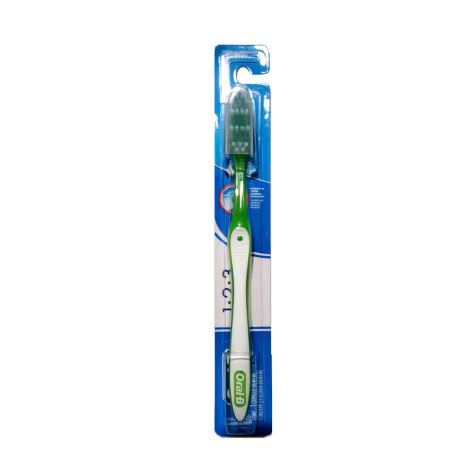Escova Dental Oral-B 1-2-3 - Média, Limpeza Brilhante, Sortida Com 1 Unidade
