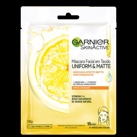 Máscara Facial Uniform Matte Garnier Skinactive Vitamina C 1 Unidade