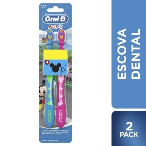 Escova Dental Oral-B Kids Mickey, Macia, Sortida Com 2 Unidades