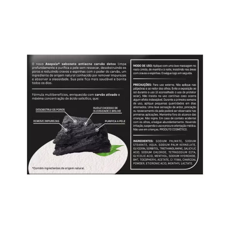 Sabonete Asepxia Detox Pele Mista A Oleosa Barra Com 80G