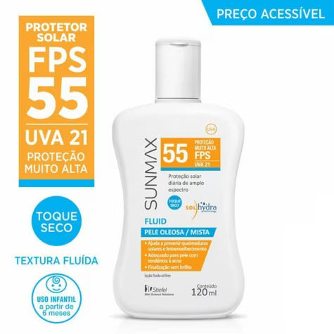 Protetor Solar Sunmax Fluido Pele Oleosa-Mista Fps 55 Stiefel 120Ml