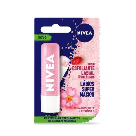 Nivea Balsamo Esfoliante Labial Rosa Mosqueta 4.8G