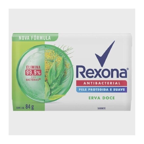 Sabonete Corporal Rexona Antibacterial Erva-Doce, Barra, 1 Unidade Com 84G