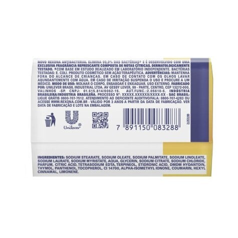Sabonete Corporal Rexona Antibacterial Multivitaminas, Barra, 1 Unidade Com 84G