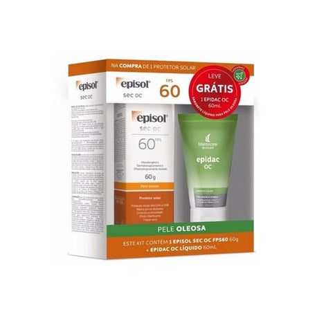 Protetor Solar Episol Sec Fps 60 Com 60G + Sabonete Líquido Facial Epidac Oc Com 60Ml