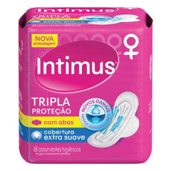 Absorvente Intimus Gel Tripla Proteção  Com Abas - Cobertura Suave - 8 Unidades
