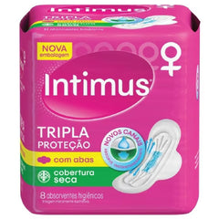 Absorvente Intimus Gel Tripla Proteção  Com Abas - Cobertura Seca - 8 Unidades