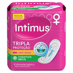Absorvente Intimus Gel Tripla Proteção  Sem Abas - Cobertura Seca - 8 Unidades