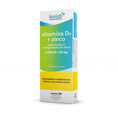 Vitamina D3 + Zinco 200Ui + 20 Mg Com 30 Cápsulas