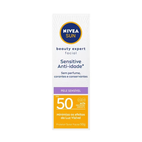 Protetor Solar Facial Nivea Sun Pele Sensível Fps 50, Loção Com 50G